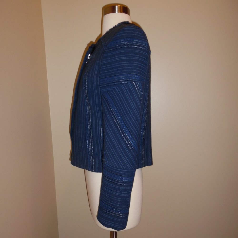 NWT Sandro Paris Blue Blucy Woven Workwear Casual Business Tweed Blazer Jacket - Picture 10 of 12